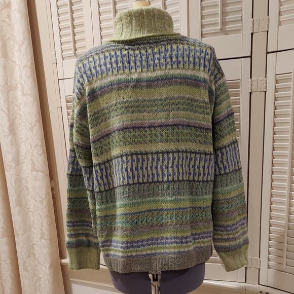 Sigrid Olsen Sport Lime Green Multi Colored Hand Knit Sweater Size S - Picture 4 of 4